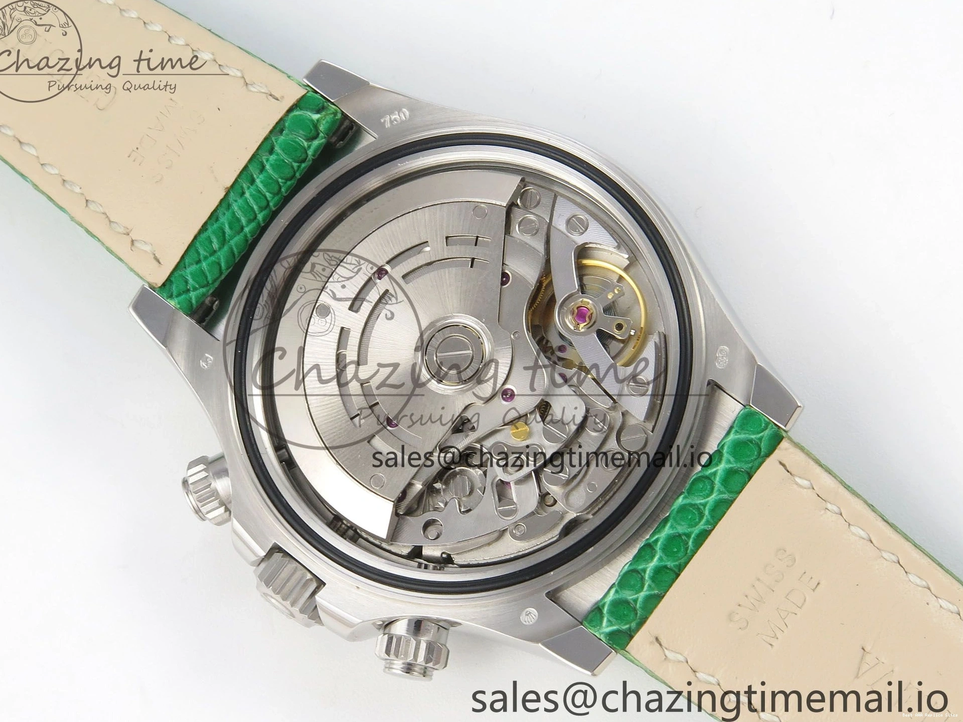 Good Copy Rolex Watches Diamonds Green MPF 40mm Bezel Green Leather 326 Custom Strap Dial FreshLook Modded Daytona on SA 0110